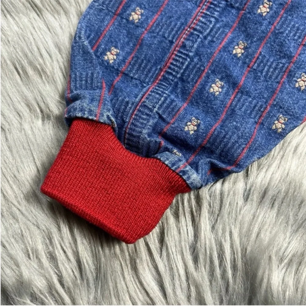 Vintage Made USA Oshkosh Baby Denim Bear Striped Jeans